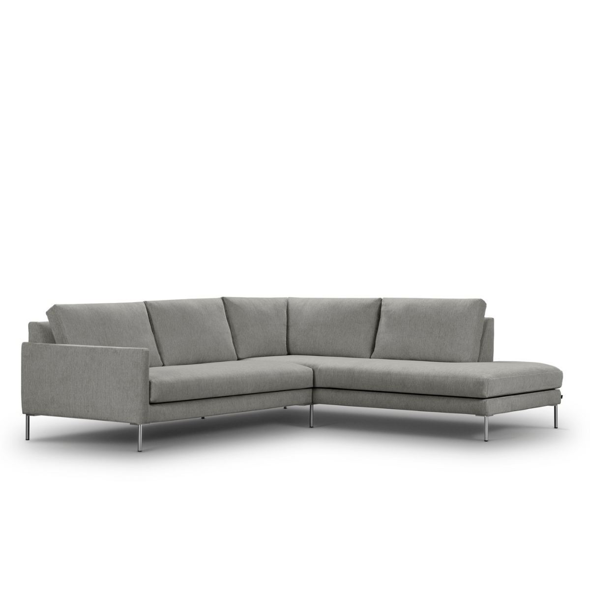 JUUL Furniture | 913 sofa - højrevendt sofa i gråt stof med alu ben.