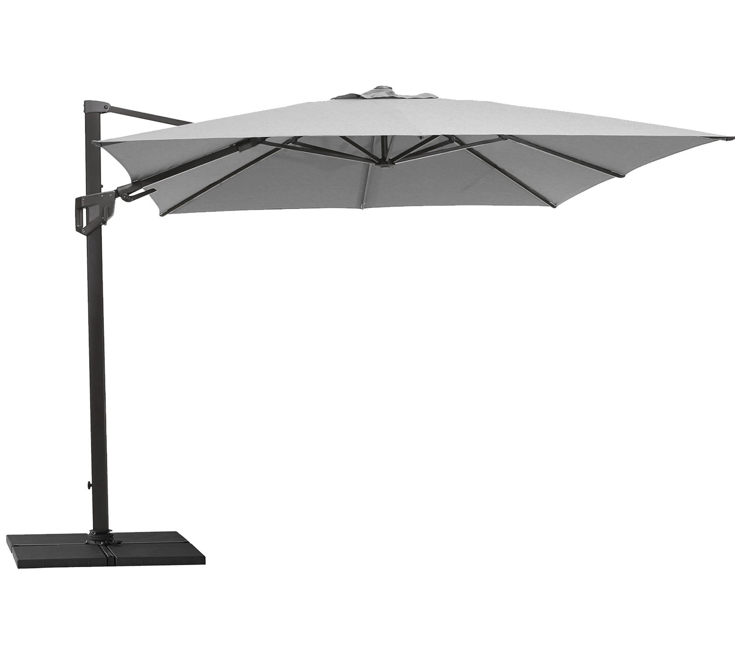 Cane-line | Hyde Luxe Tilt 3x3 parasol inkl. fod - Light Grey | Bolighuset Werenberg