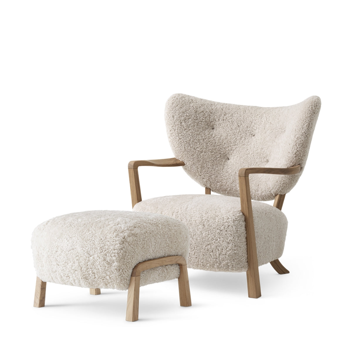 &Tradition | Wulff ATD2 Lounge Chair + Puf - Sheepskin Honey - Bolighuset Werenberg