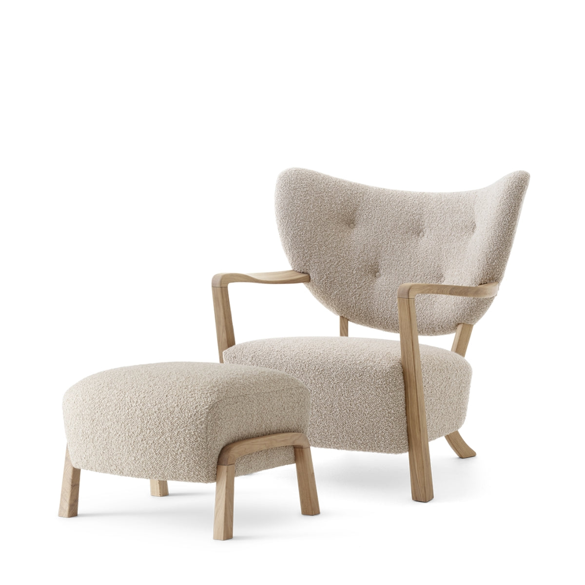 &Tradition | Wulff ATD2 Lounge Chair + Puf - Sheepskin Honey - Bolighuset Werenberg
