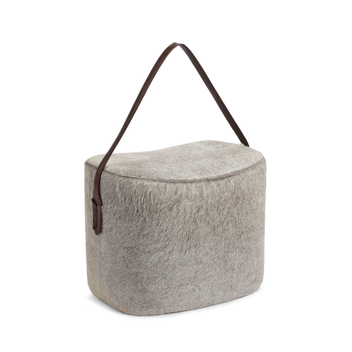 Natures Collection | Pouf – Calf Leather w/Handle, Round