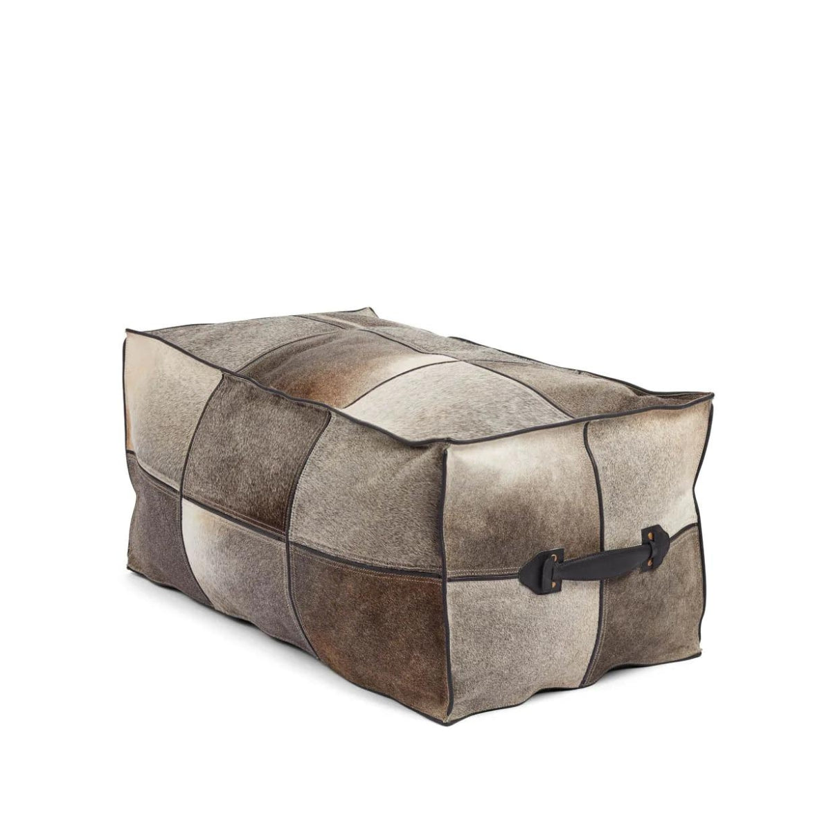 Natures Collection | Pouf – Calf Leather w/Handle, Long